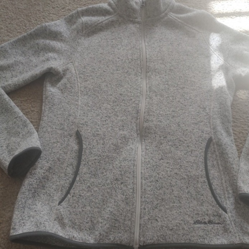 Eddie Bauer Womens Fleece Jacket Full Zip Gray Heathered‎ Size M Cozy Outerwear